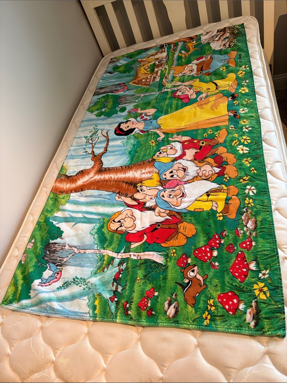 Vintage Disney Snow White and Seven Dwarfs Beach Blanket